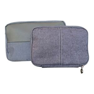 Bvlgari Parfums Set Of 2 Gray Canvas Zip Cosmetic Toiletry Cases